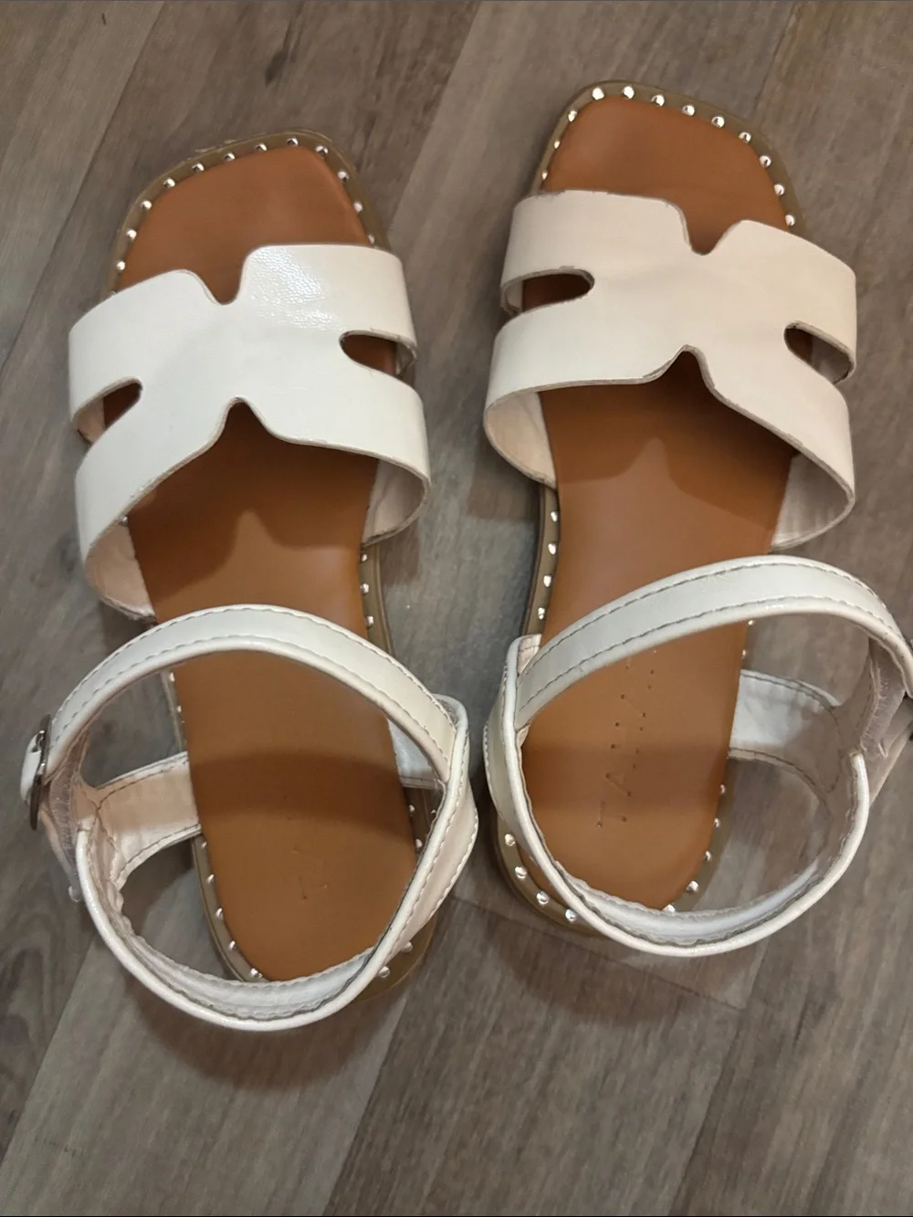 Tahari White Girls' Strappy Sandals with Studded Trim